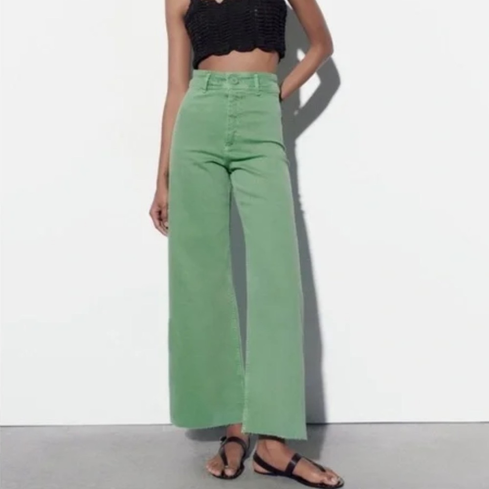 Zara Wide-Leg Jeans in Mint Green